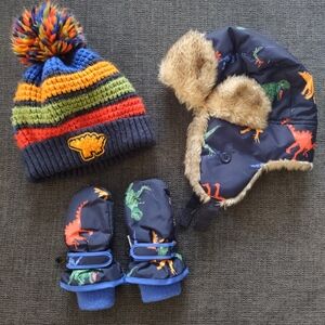 The Children's Place Dinosaur Hat and Mittens Set - Multicolor Size 2T-5T